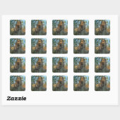 Gevlekte bosuil die rust in Spaans mos Vierkante Sticker (Vel)