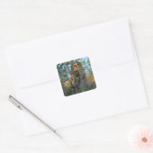 Gevlekte bosuil die rust in Spaans mos Vierkante Sticker (Envelop)