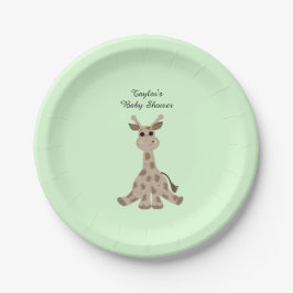 Gevlekte Bruine Giraffe Baby Shower Papieren Bordje