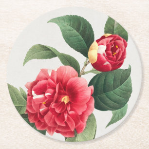 Gevlekte Camellia, Pierre-Joseph Redouté, 1833 Ronde Kartonnen Onderzetter