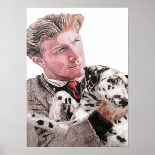 Gevlekte Dalmatische hond en man honden cute Poste Poster