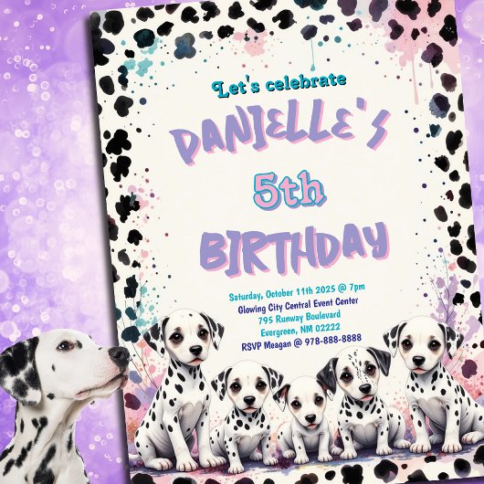 Gevlekte Dalmatische Pastel Waterverf Verjaardagsf Kaart