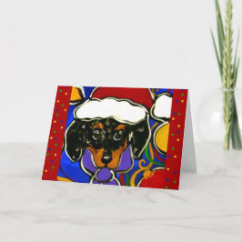 Gevlekte Doxie Kerstmis Feestdagen Kaart