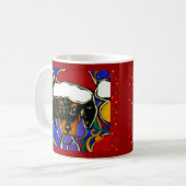 Gevlekte Doxie Kerstmis Koffiemok (Voorkant links)