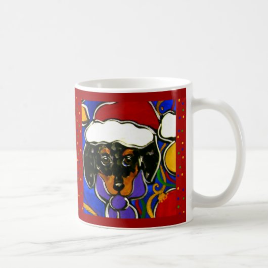 Gevlekte Doxie Kerstmis Koffiemok (Rechts)