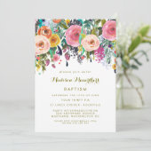 Gevlekte Floral Girls Christening Baptism Invite Kaart (Staand voorkant)