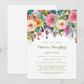Gevlekte Floral Girls Christening Baptism Invite Kaart (Voorkant / Achterkant)