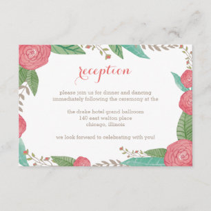 Gevlekte Florals Wedding Reception Card Informatiekaartje