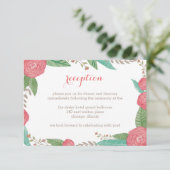 Gevlekte Florals Wedding Reception Card Informatiekaartje (Staand voorkant)