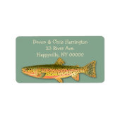 Gevlekte Forel Visser Visserij Adres Etiket (Voorkant)