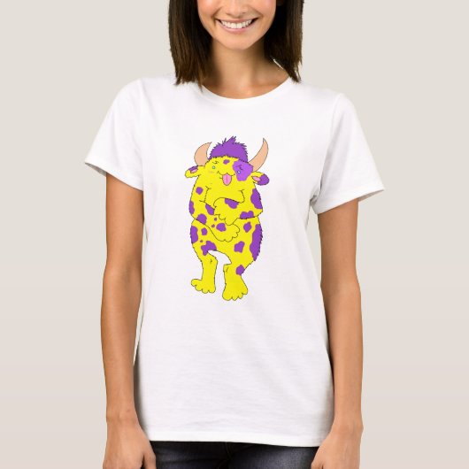 Gevlekte Fuzzy Monster Vrouwen T-shirt (Voorkant)