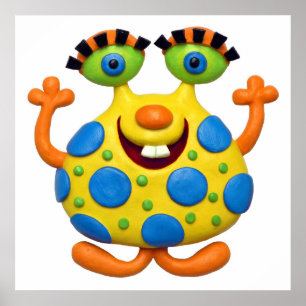 Gevlekte Gele Monster Baby Shower Nursery Poster