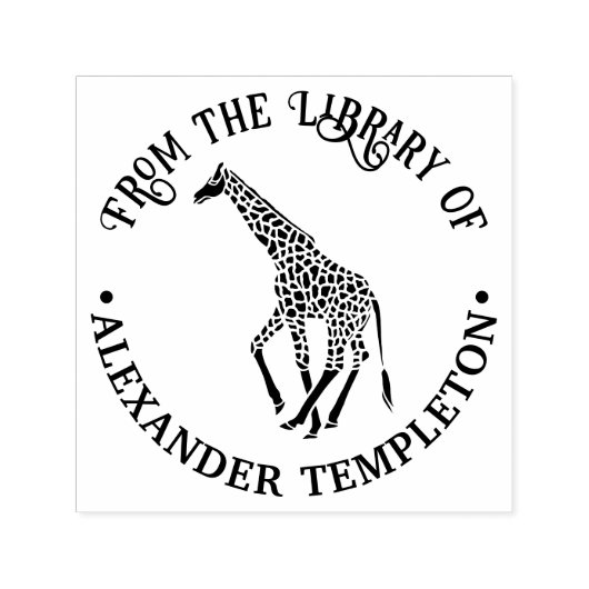 Gevlekte Giraffe Silhouet Bibliotheek Boeknaam Zelfinktende Stempel (Design)