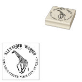 Gevlekte Giraffe Silhouet Naam Retouradres  Rubberstempel (Gestempeld)