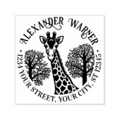 Gevlekte Giraffen Kop #3 Naam Retouradres  Zelfinktende Stempel (Design)