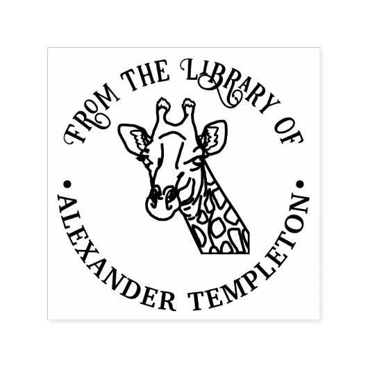 Gevlekte Giraffenhoofd #1 Bibliotheek Boeknaam Zelfinktende Stempel (Design)