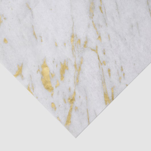 Gevlekte gouden glitter over wit marmer tissuepapier (Detail)