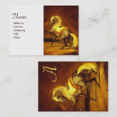 GEVLEKTE GRIJZE PAARD Monogram Witte Parel Papier Visitekaartje (Voorkant / Achterkant)