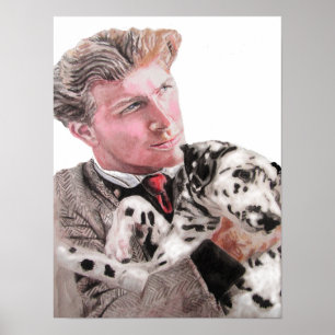 Gevlekte Hond Dalmatiner en Man Portret Poster