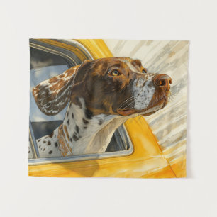 Gevlekte Hond op Autorit Kunstprint Wandkleed
