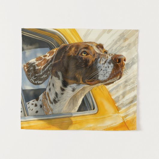 Gevlekte Hond op Autorit Kunstprint Wandkleed (Voorkant (horizontaal))
