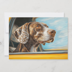 Gevlekte Hond op een Auto Avontuur Kunstprint Kaart