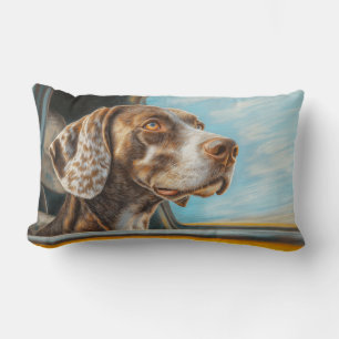 Gevlekte Hond op een Auto Avontuur Kunstprint Kussen