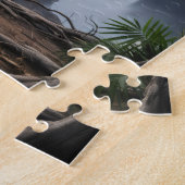 Gevlekte hyena bij de waterval van het bos legpuzzel (Zijkant)