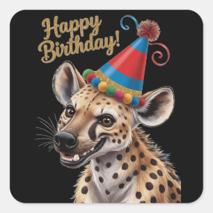 gevlekte Hyena draagt verjaardagsfeest pet Vierkante Sticker