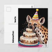 Gevlekte hyena met hoed die in taart bijt briefkaart (Voorkant / Achterkant)