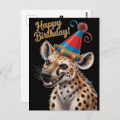 gevlekte hyena met verjaardagshoed briefkaart (Voorkant / Achterkant)