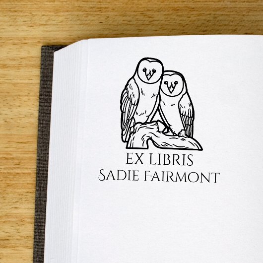Gevlekte Kerkuilen Ex Libris Boek Rubberstempel