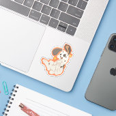 gevlekte konijnenSticker Sticker (Laptop met iPhone)