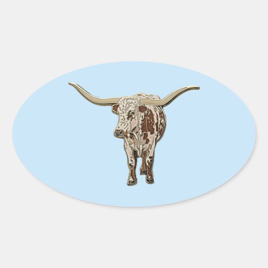 Gevlekte langhoornkoe ovale sticker (Voorkant)