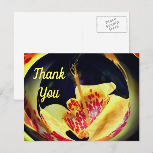 Gevlekte Lelie Abstracte Bloem Dankkaart Briefkaart (Voorkant / Achterkant)