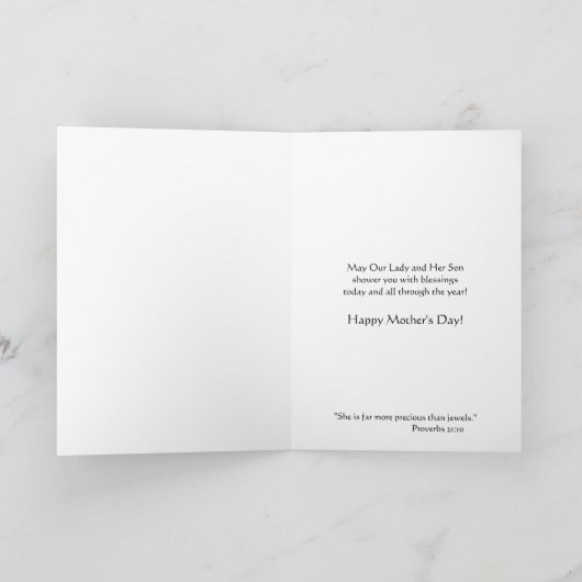 gevlekte Maagd Mary Jesus Moederdag Kaart (Binnen)