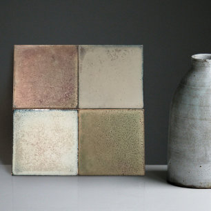 Gevlekte marmer aarde toon set van 4 wand decorati tegeltje