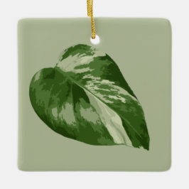 Gevlekte Monstera-bladornament Keramisch Ornament