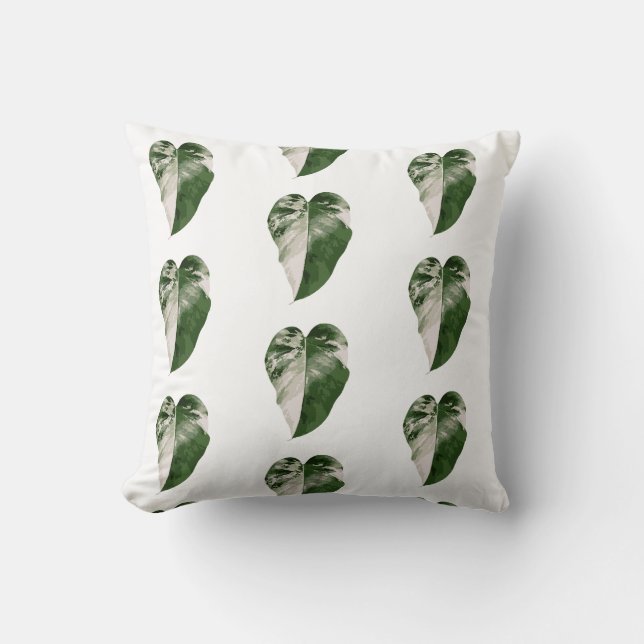 Gevlekte Monstera Hartblad Botanisch Kussen (Voorkant)