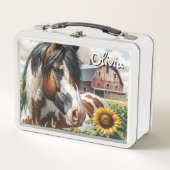 gevlekte paarden en rustieke schuur (Voorkant)