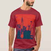 Gevlekte Pop Art Maroon Red New York City Kunstwer T-shirt (Voorkant)