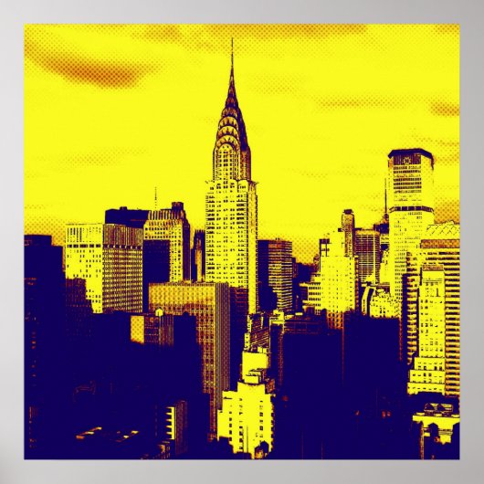 Gevlekte Retro Style Unieke Pop Art New York Poste Poster (Voorkant)