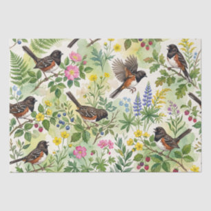 Gevlekte Roodkraagamadine Bloemen Aquarel Tissuepa Tissuepapier