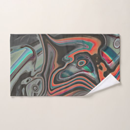 Gevlekte sporen van grijs, levend koraal en cyaanS Bad Handdoek (Handdoek)