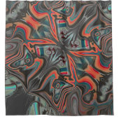 Gevlekte sporen van grijs, levend koraal en cyaanS Douchegordijn (Voorkant)