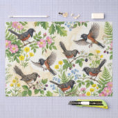 Gevlekte Towhee Wildbloem Aquarel Tissuepapier (Craft)