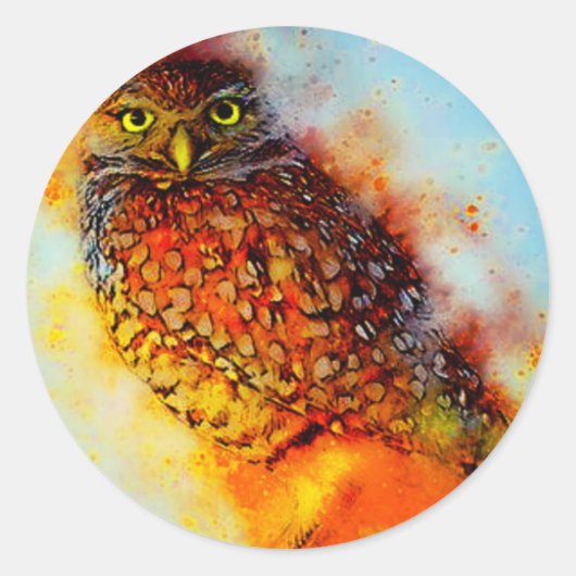 Gevlekte uil ronde sticker (Voorkant)