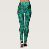 Gevlekte vierkant blauwgroene turquoise, 3D-drieho Leggings (Achterkant)