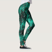 Gevlekte vierkant blauwgroene turquoise, 3D-drieho Leggings (Rechts)