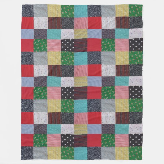 gevlekte vierkanten van kleurrijk  patchwork fleece deken (Voorkant)